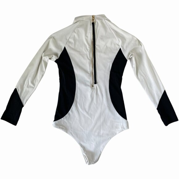 Aviator Nation Surf Suit Swimsuit One Piece White Black - Picture 6 of 10